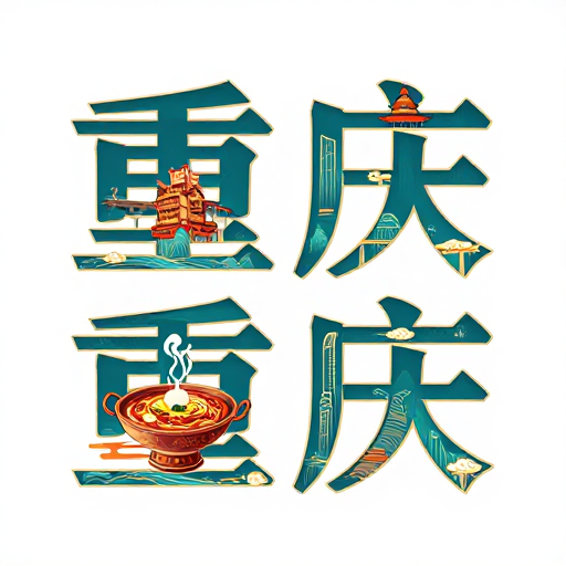 创意字体‘重庆’：建筑与美食的城市艺术表达