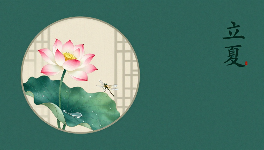 立夏·古韵新风：粉莲墨荷水墨意境插画