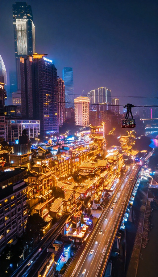 魔幻重庆:8K航拍立体夜景全景