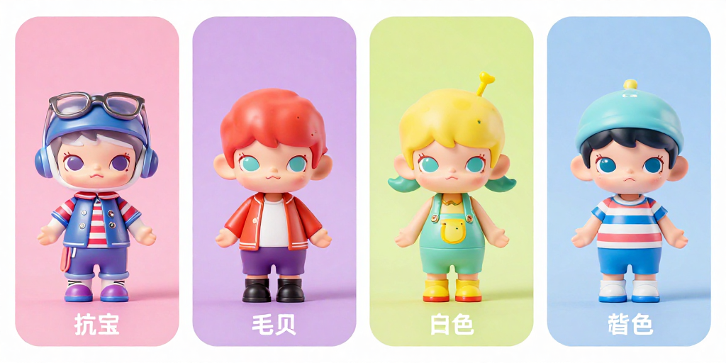 炫彩多巴胺盲盒娃娃微距特写