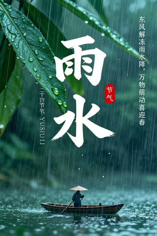 清新润意:雨水节气国风海报设计