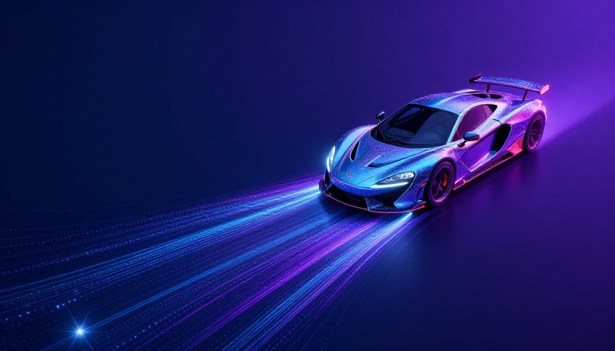 蓝紫光影中的极速超跑:未来科技动感瞬间