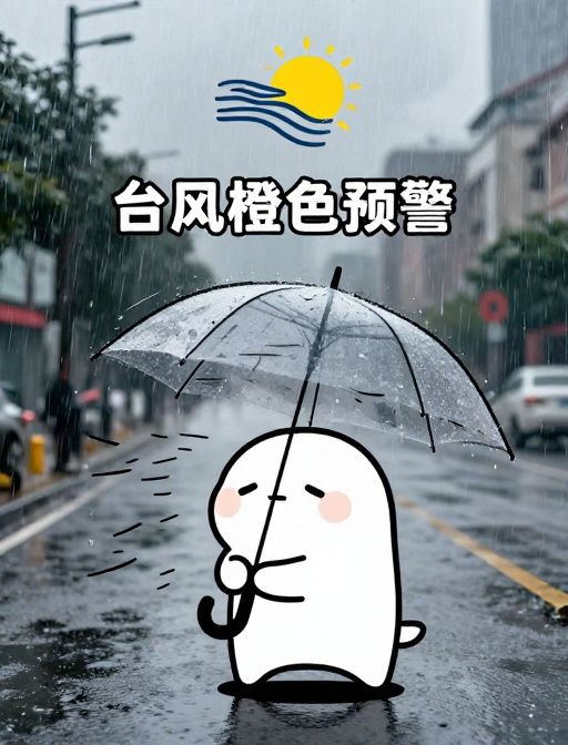 台风橙警下萌物与实景的虚实结合