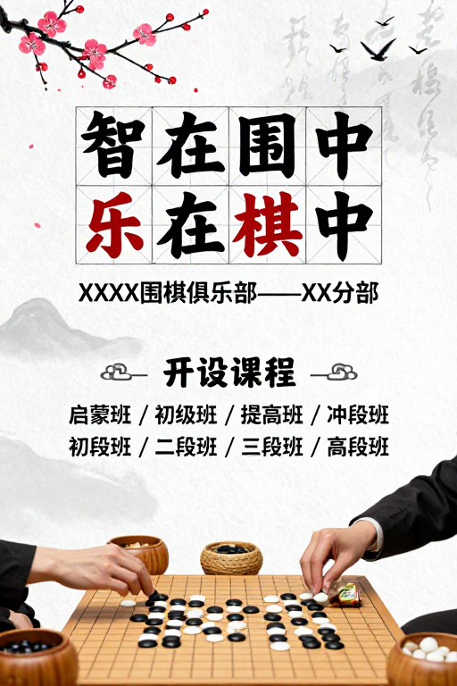 中国风水墨围棋教学海报