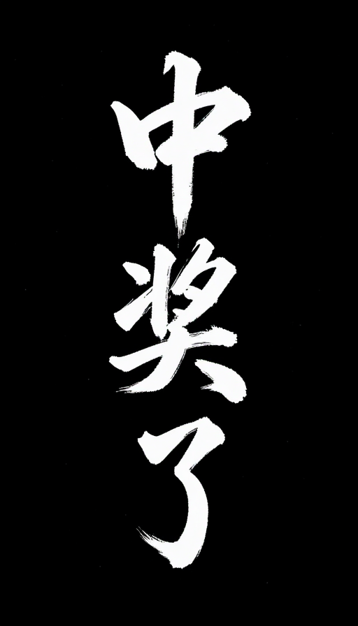 飘逸飞白国风水墨'中奖'艺术字