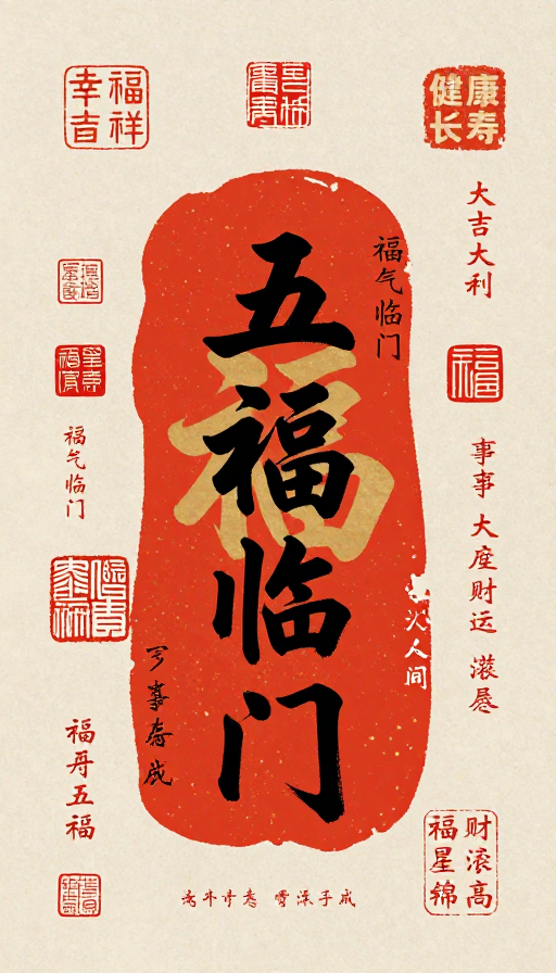 国潮篆刻艺术：朱砂红福字狂草印文设计
