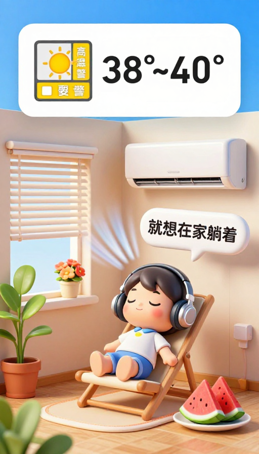 夏日清凉居：高温预警UI设计壁纸