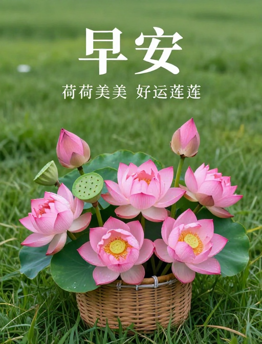 早安荷花篮：绿意盎然的好运祝福