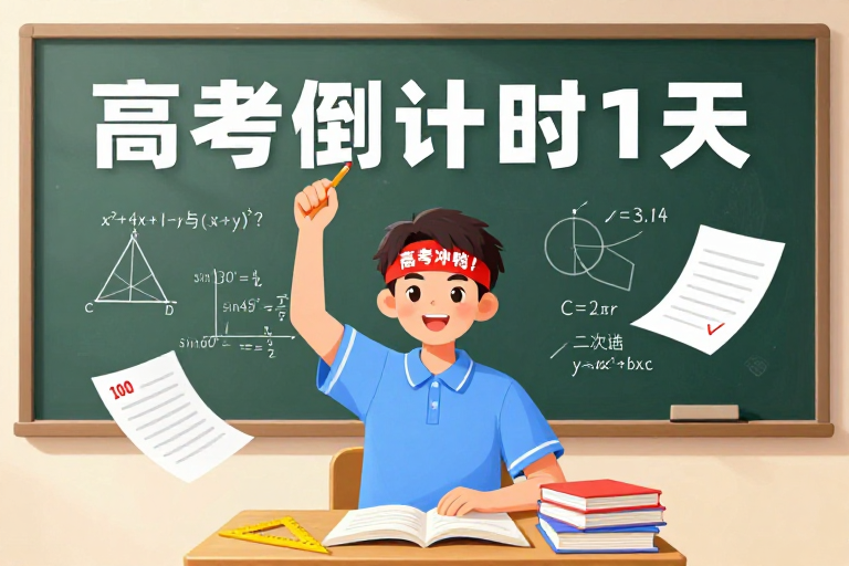 高考冲刺:坚定前行的青春力量插画