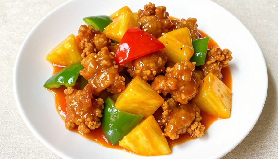 金黄酥脆咕噜肉，糖醋酱汁诱人，中餐美食精品展示