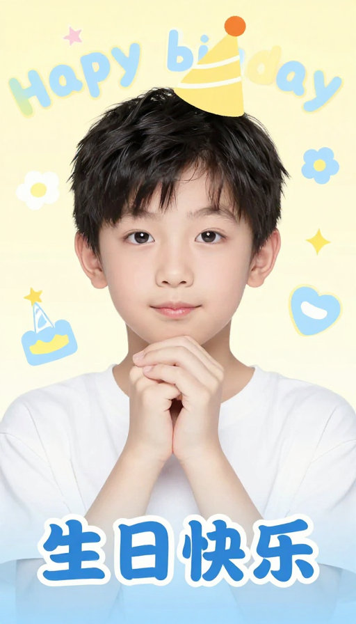 凡凡小朋友生日快乐！温馨插画庆祝快乐时光