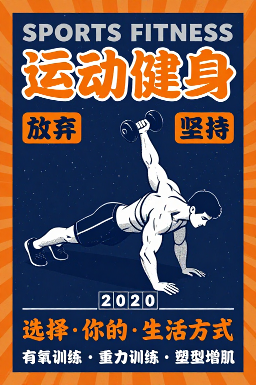 美式复古健身海报：运动与坚持的力量