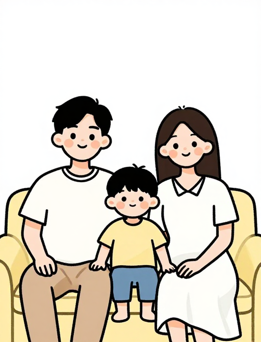 温馨家庭：简约粗线勾勒的亲子时光