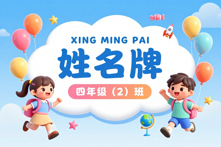 梦幻蓝天童趣班级标识海报