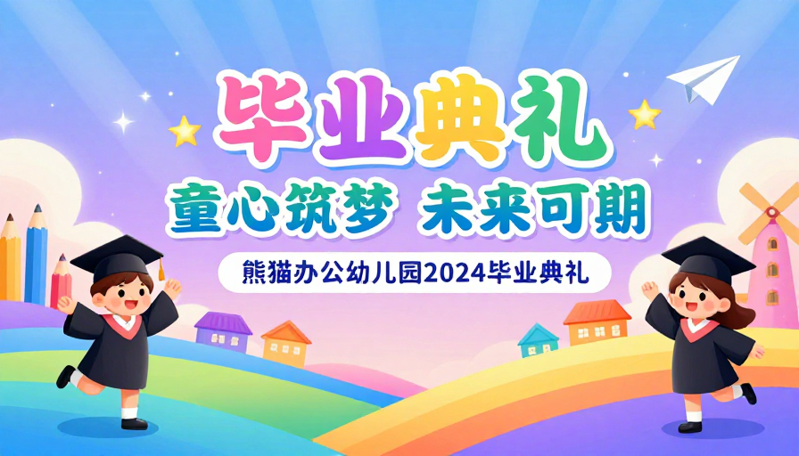 童心筑梦 未来可期:梦幻幼儿园毕业典礼海报