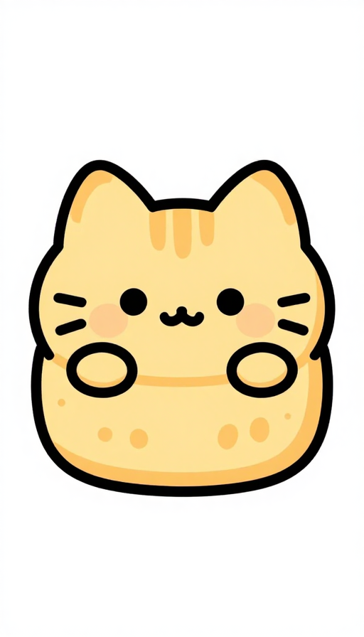 极简风猫型饼干插图，扁平卡通设计