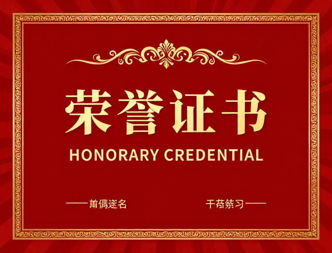中式典雅荣誉证书封面设计，红色金色彰显权威