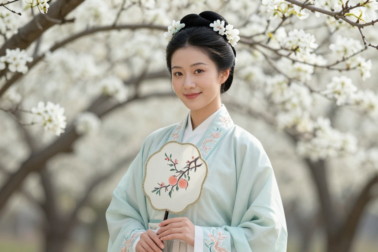 青纱醉月:汉服女子与梨花的古典美