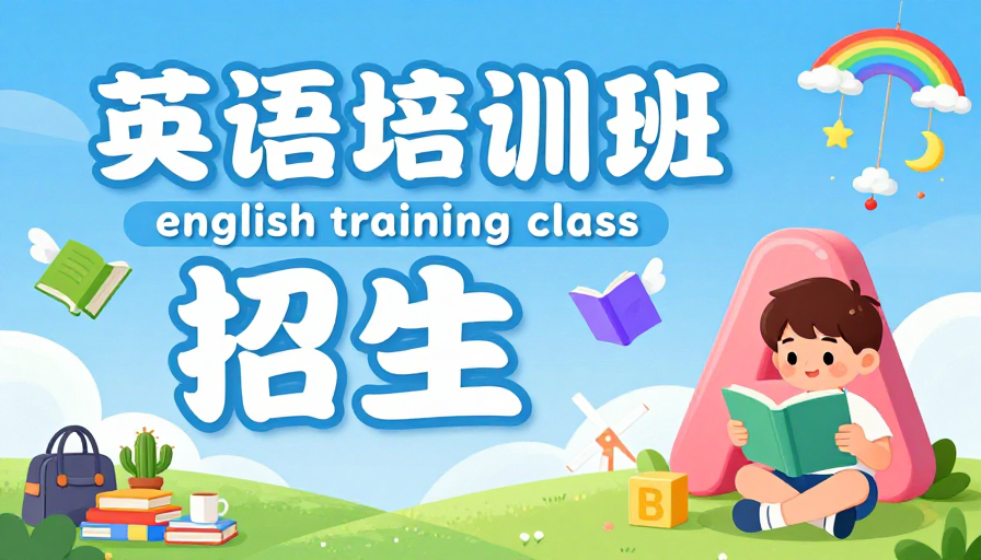 童趣英语招生海报：清新插画吸引孩子