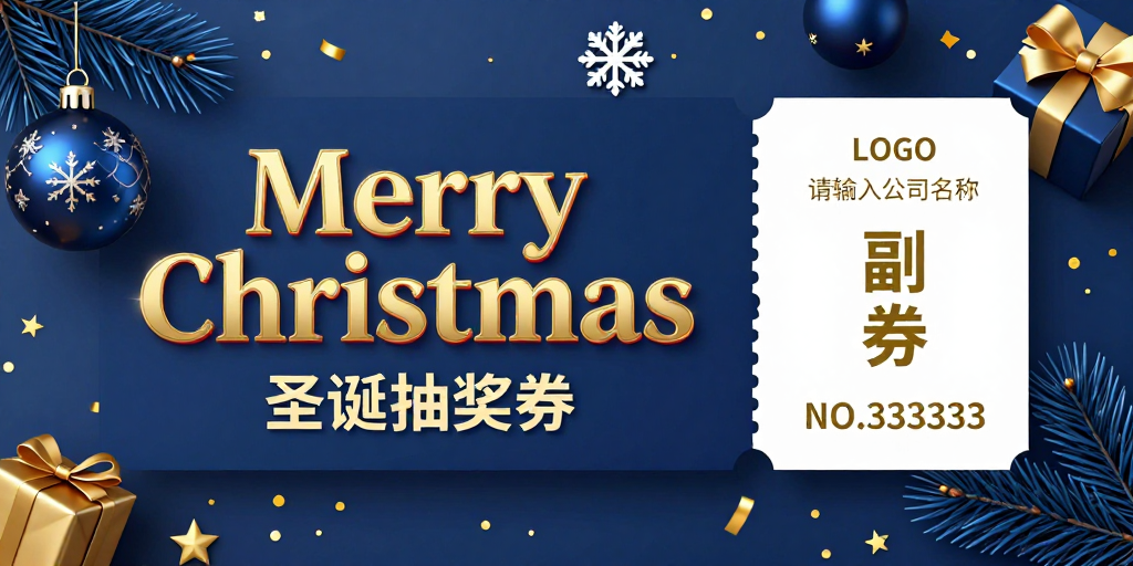 奢华金色圣诞抽奖券设计