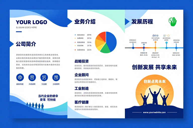蓝韵流形:现代企业宣传三折页设计