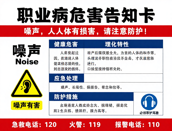 职业病危害警示卡：噪声防护与安全提示
