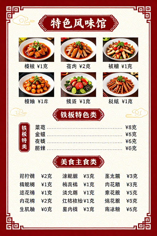 典雅中式传统菜单设计，融合古韵与菜品展示