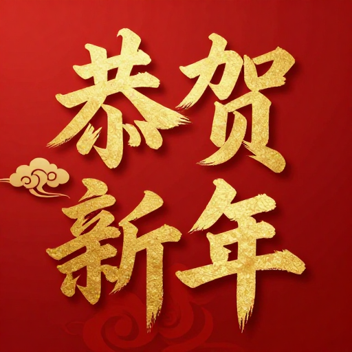 金色书法新年祝福，传统与现代交融的喜庆设计