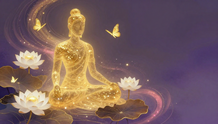 金辉禅境：光影粒子中的东方冥想艺术