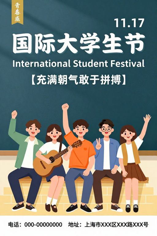 国际大学生节活力青春海报