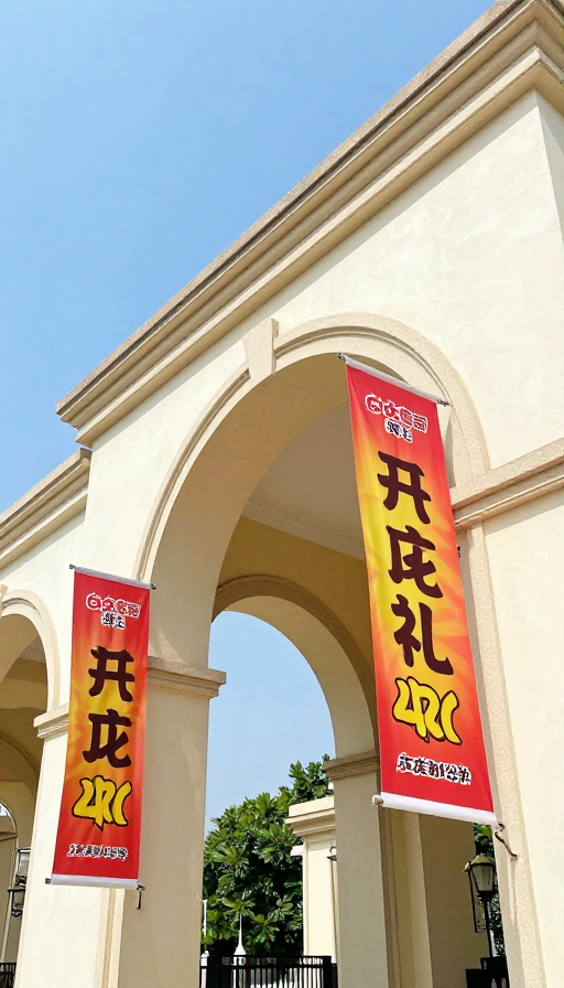 阳光拱门促销：活力色彩吸引顾客