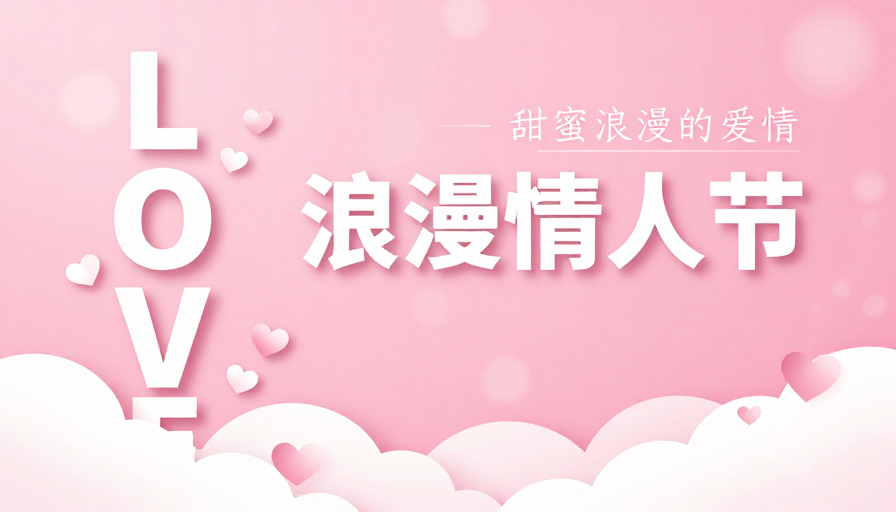 粉白梦幻情人节主题海报设计