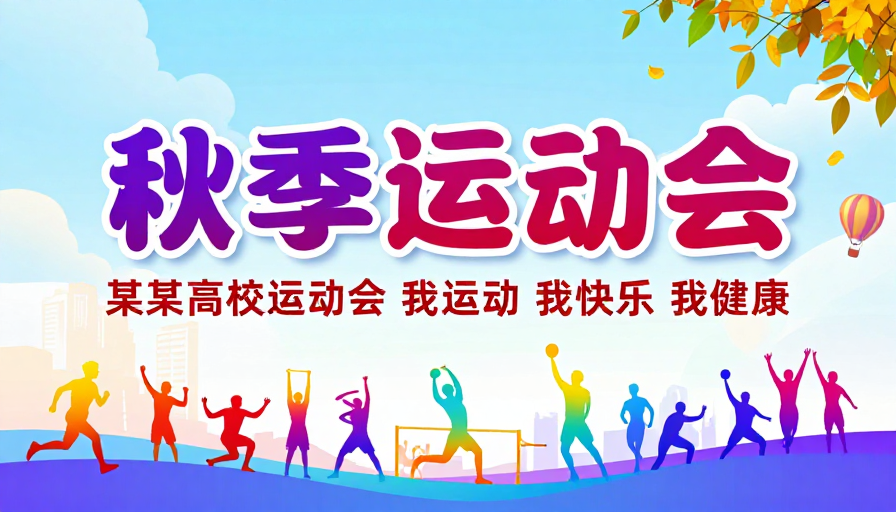 秋日活力:清新扁平化设计运动会主题海报