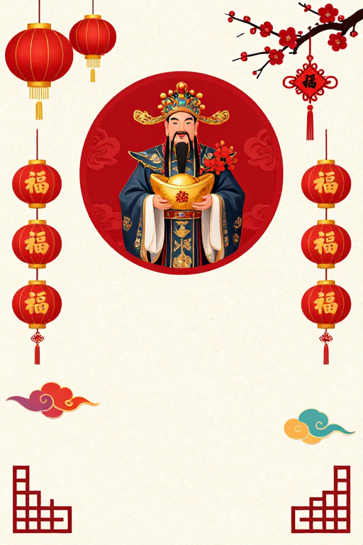 传统财神吉祥节庆装饰背景图