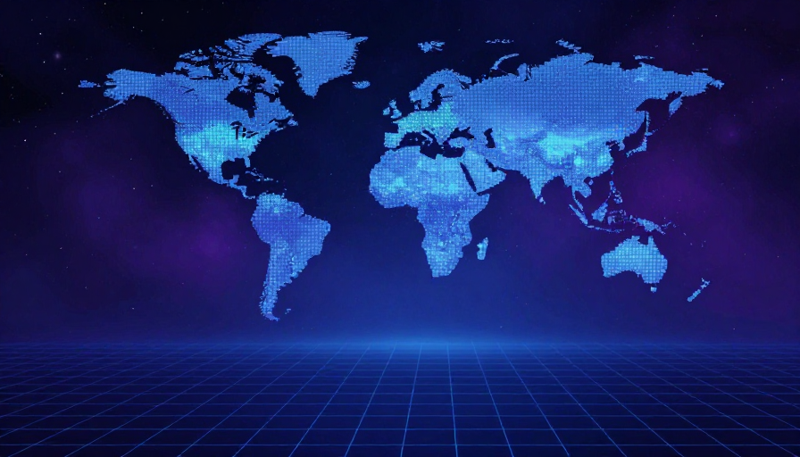 深邃科技星空 PPT 背景图：像素世界与网格线交织