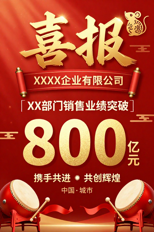 热烈喜庆红金喜报，彰显企业业绩辉煌成就