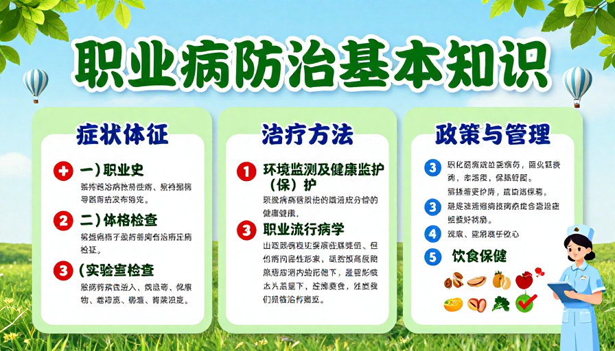 绿色清新职业病防治科普海报设计