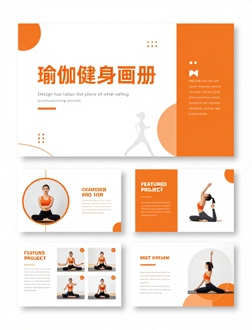 简约现代瑜伽健身画册设计：橙白清新活力风格
