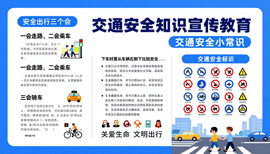 清新专业交通安全知识宣传海报设计