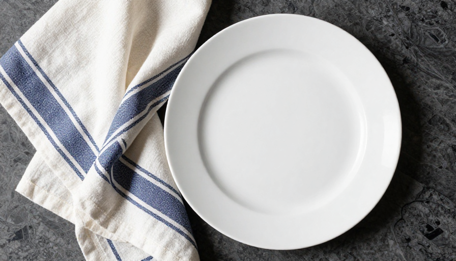 极简白瓷餐盘大理石台光影摄影