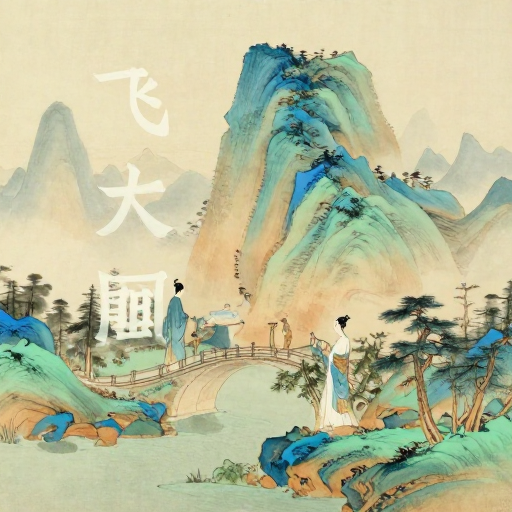 青绿山水水墨画:静谧悠然的禅意古韵画卷