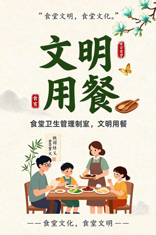 水墨风‘文明用餐’公益海报：融合传统与现代