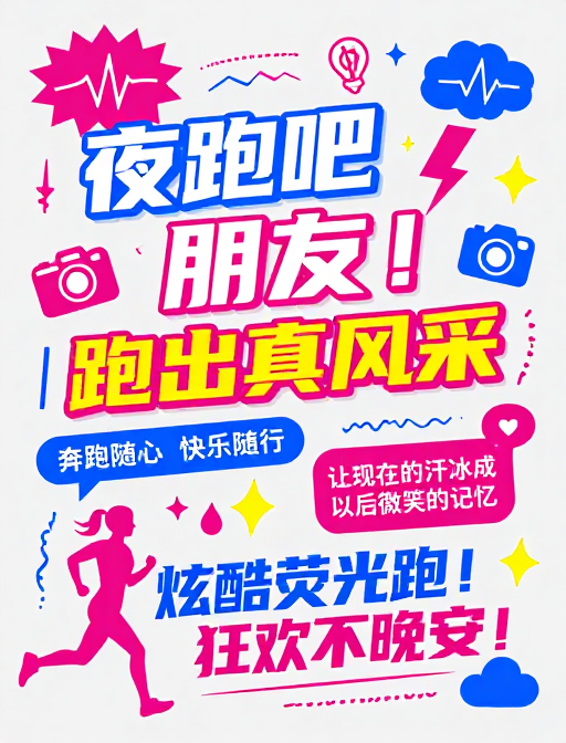 活力夜跑海报：撞色设计激发运动热情