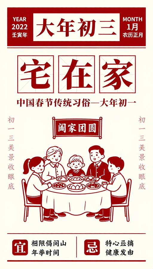 春节大年初三传统民俗海报设计