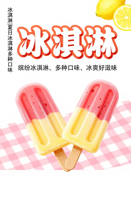 夏日缤纷冰淇淋插画海报