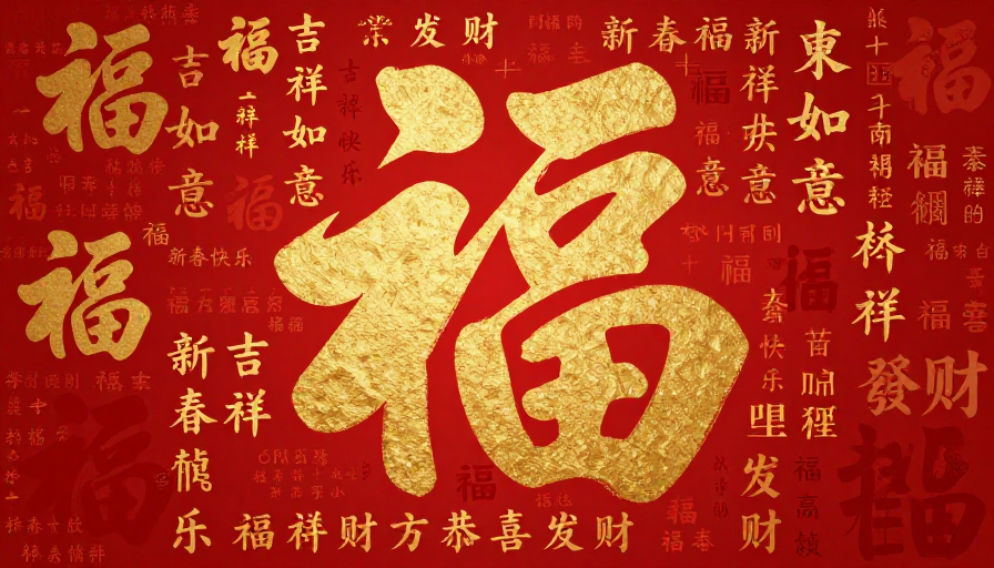 新春祝福·红金祥纹