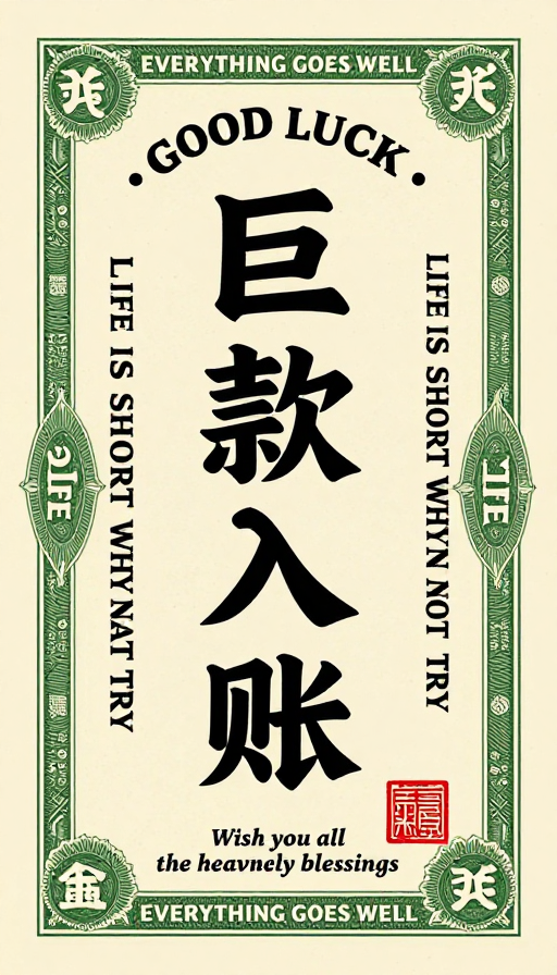 国潮复古票据：巨款入账的喜庆与祝福