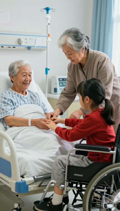 病房里的祖孙温情守护