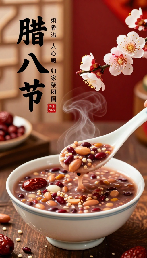腊八节美食海报：暖粥香溢团圆时