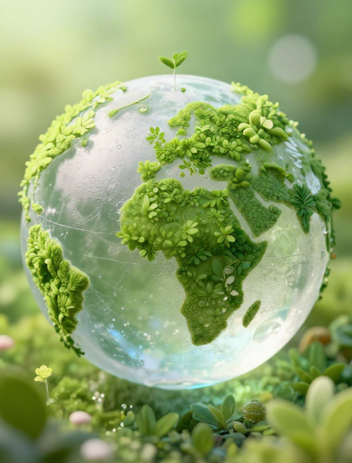磨砂水晶地球:生机盎然的自然秘境